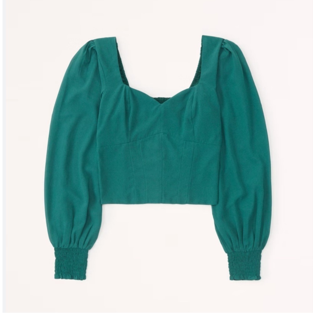 Abercrombie & Fitch emerald green sweetheart neck blouse size S